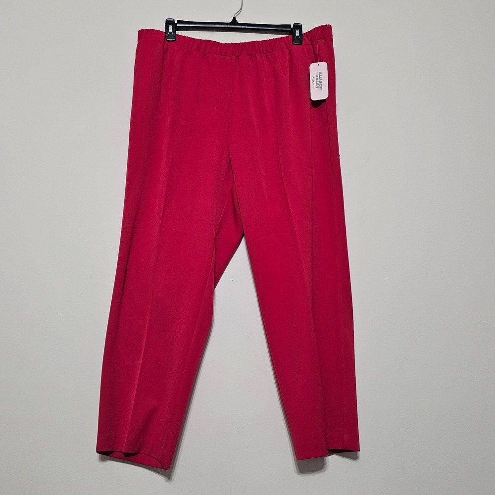 Allison Daley Woman Pants 20WS Red Pull-On‎ Elastic Waist Band 1026